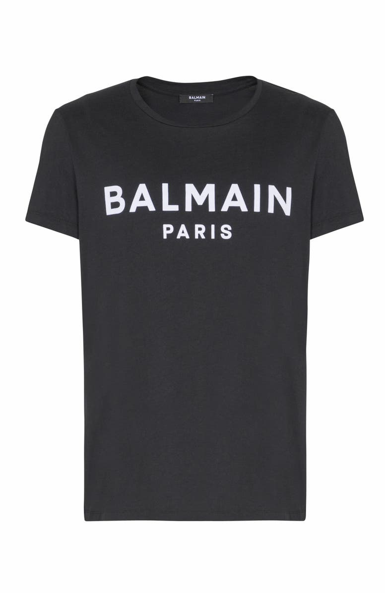 Balmain T-Shirt With Balmain Paris Print, Alternate, color, Black