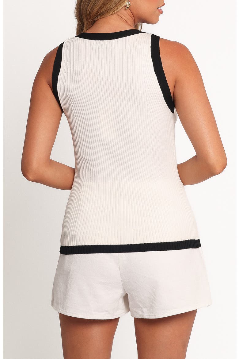 Virginia Contrast Trim Sweater Vest, Alternate, color, WHITE BLACK