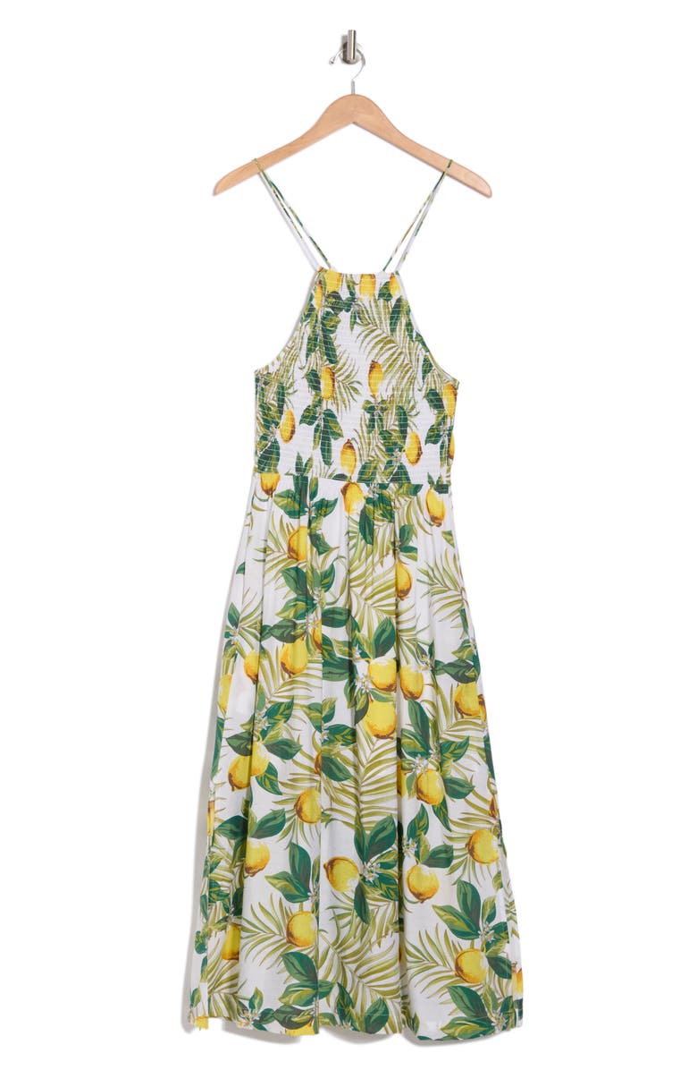 MELLODAY Lemon Print Halter Dress, Alternate, color,