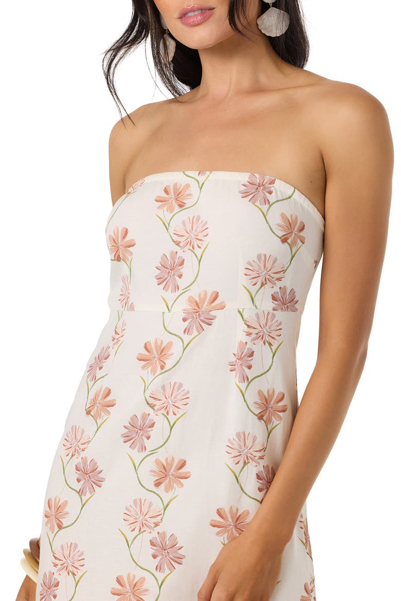 Cassie Floral Strapless Minidress, Alternate, color, TOFU