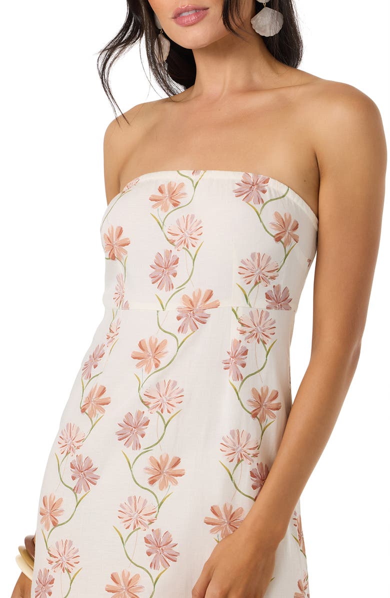 O'Neill Cassie Floral Strapless Minidress, Alternate, color, Tofu