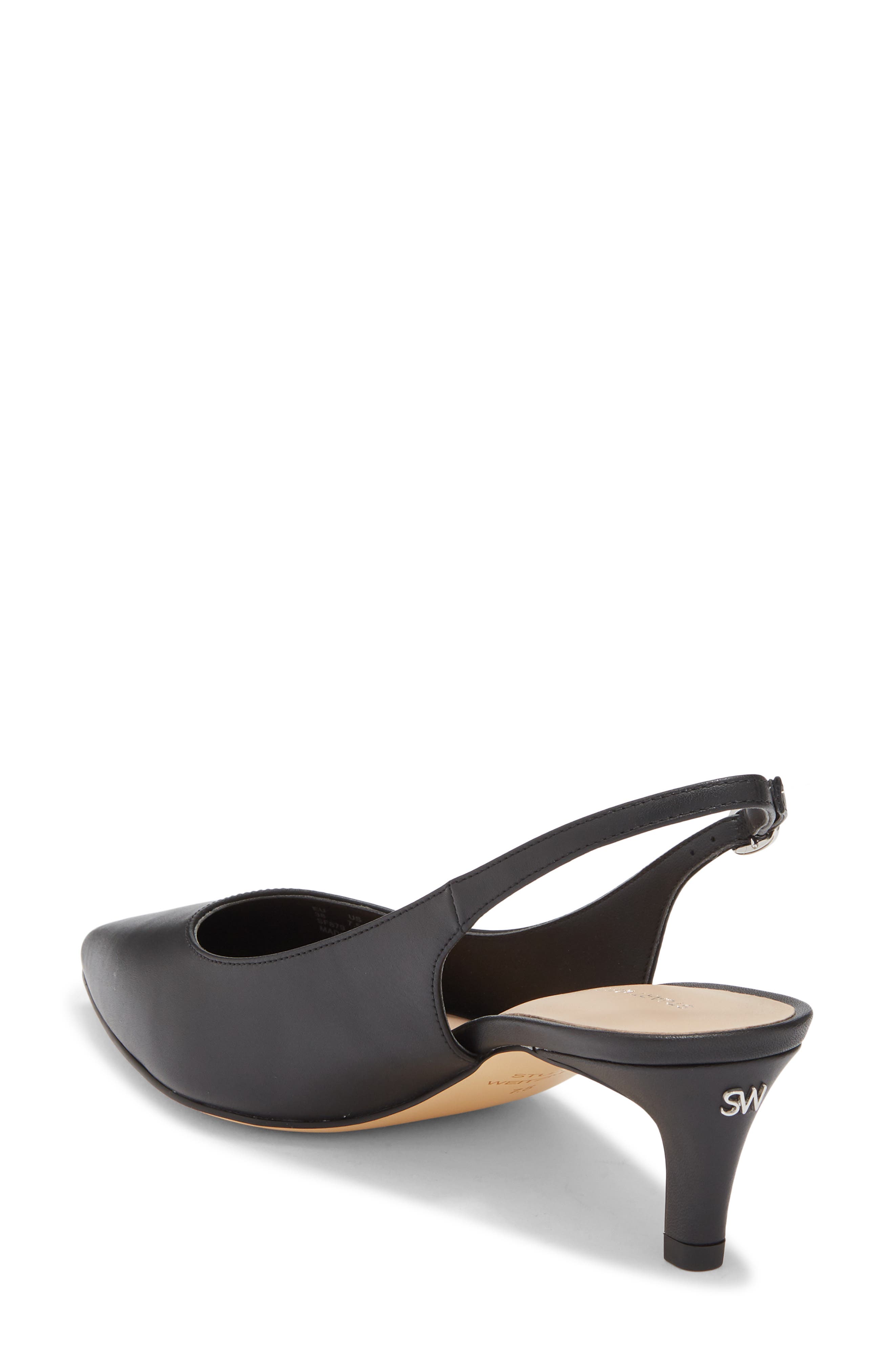 Stuart Weitzman Dancer 50 Kitten Heel Slingback Pump, Alternate, color, Black