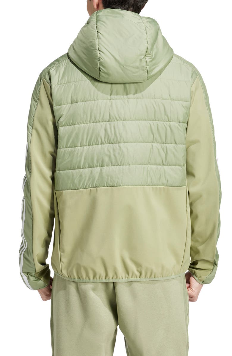 adidas Essentials 3-Stripes Insulated Hooded Hybrid Jacket, Alternate, color, 