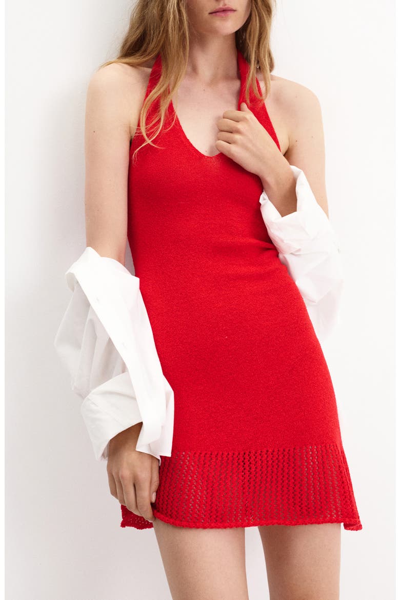 Knit Halter Dress, Main, color, RED