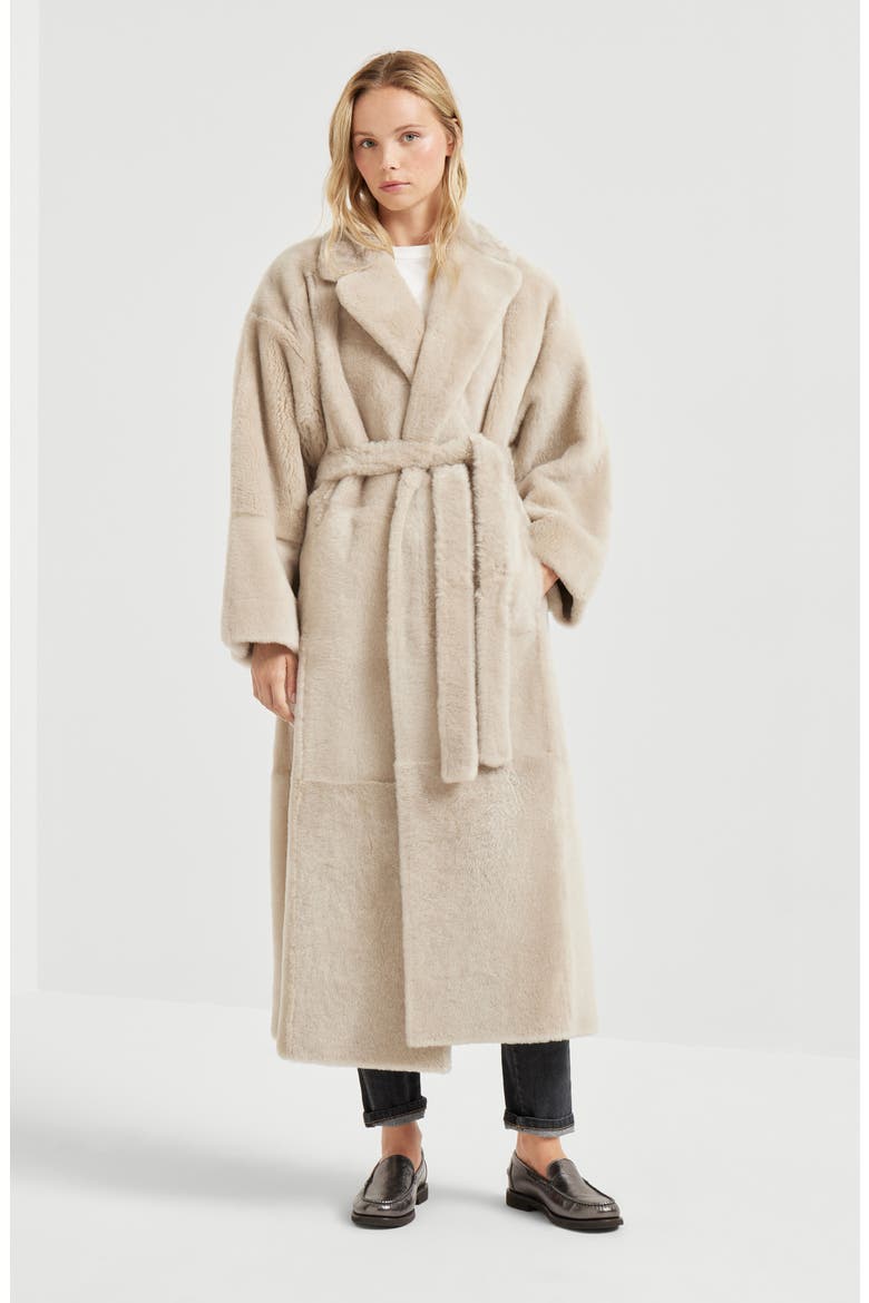 Shearling reversible coat, Alternate, color, Cool Beige