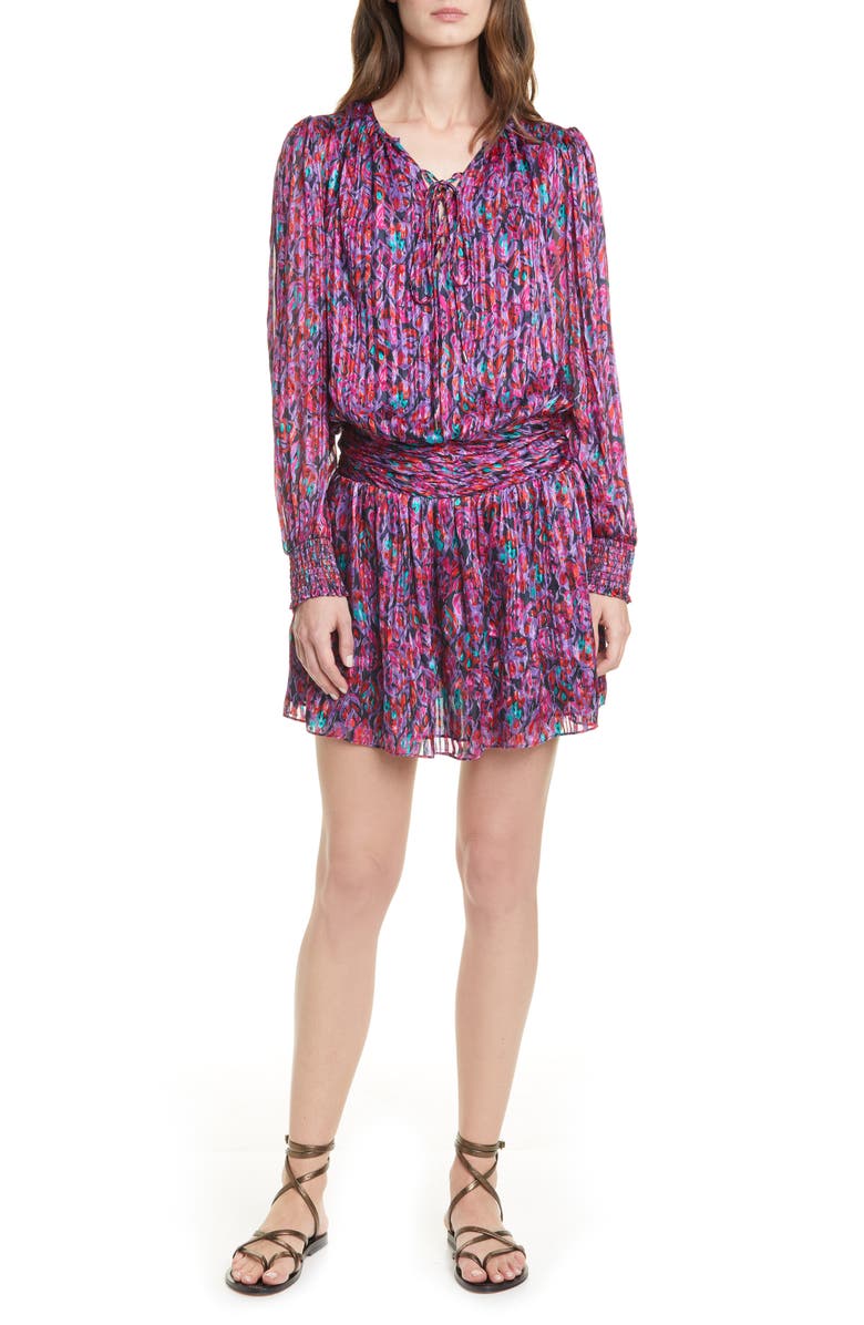 Ramy Brook Gessie Long Sleeve Print Silk Dress, Main, color,