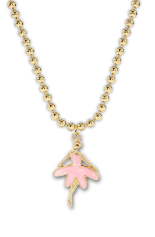 Little Miss Zoe Ballerina Charm Necklace In Pink