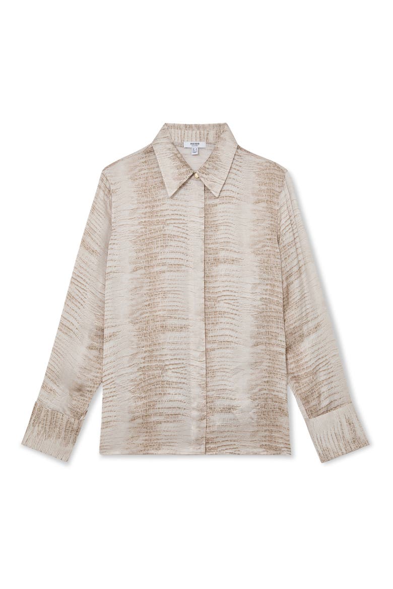 Annie Snake Print Hidden Placket Shirt, Alternate, color, NEUTRAL