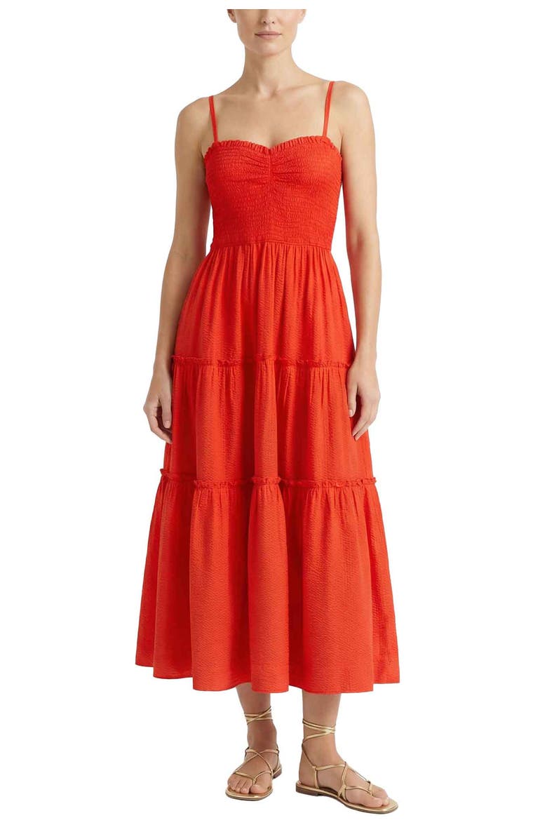 Change of Scenery Cecilia Smocked Tiered Maxi Dress, Main, color, Guava Red