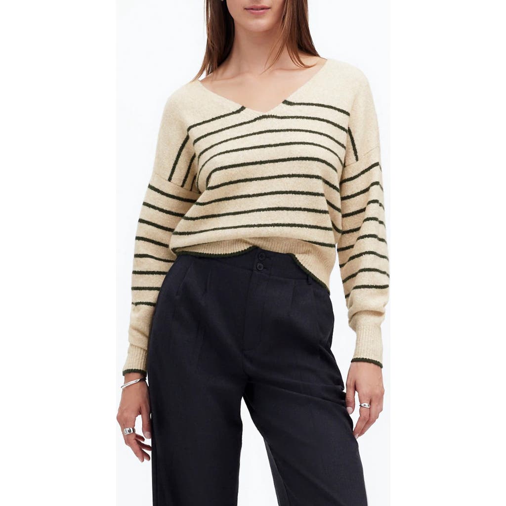 MADEWELL MADEWELL STRIPE V-NECK WEDGE SWEATER