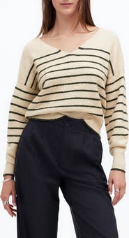 Madewell Stripe V-Neck Wedge Sweater