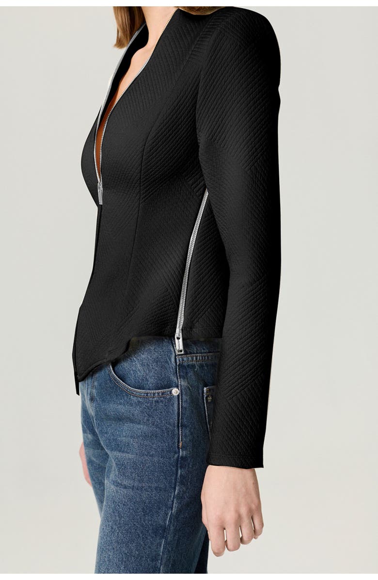 Nocturne Zippered Blouse, Alternate, color, Black