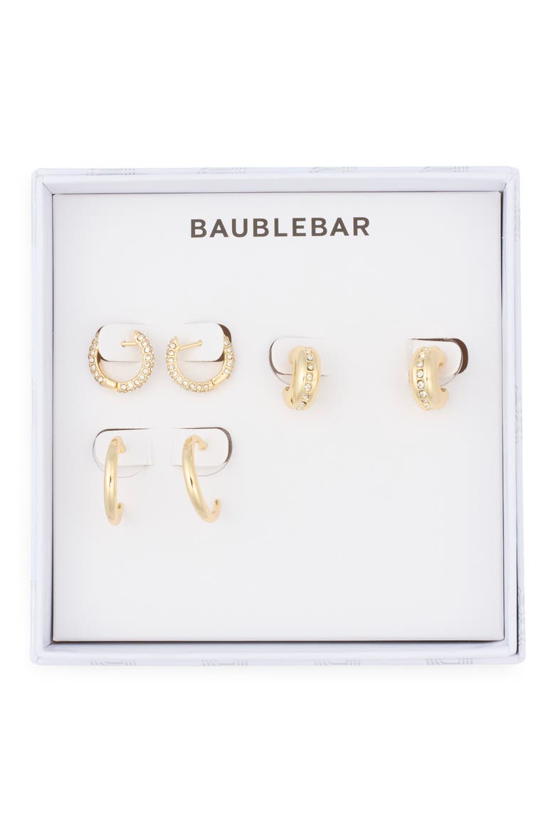 For the Rotation Set of 3 Assorted Hoop Earrings, Main, color, CLEAR/ GOLD