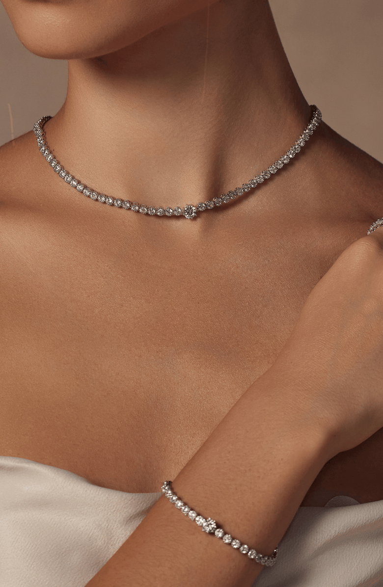 Bearfruit Jewelry Celeste Tennis Necklace & Bracelet Set Holiday Gift Idea, Alternate, color, Silver