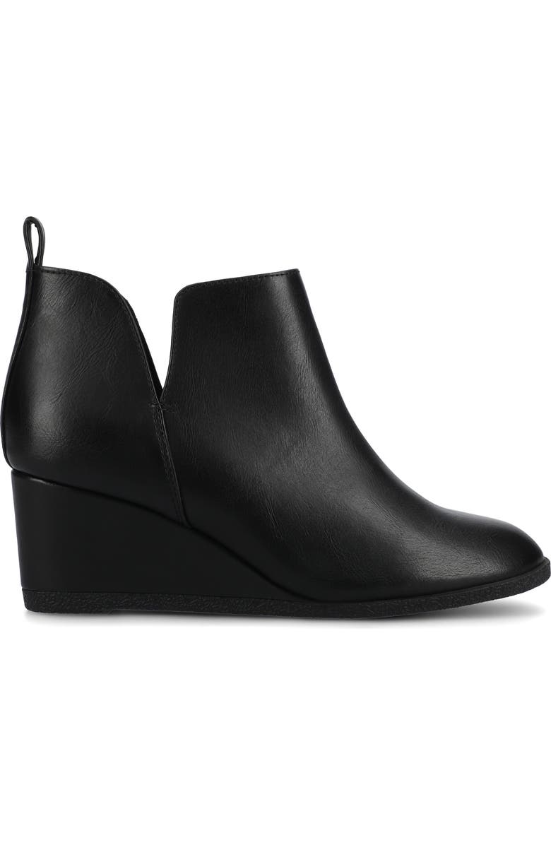 Journee Collection Mylee Perforated Wedge Bootie, Alternate, color, Black Pu
