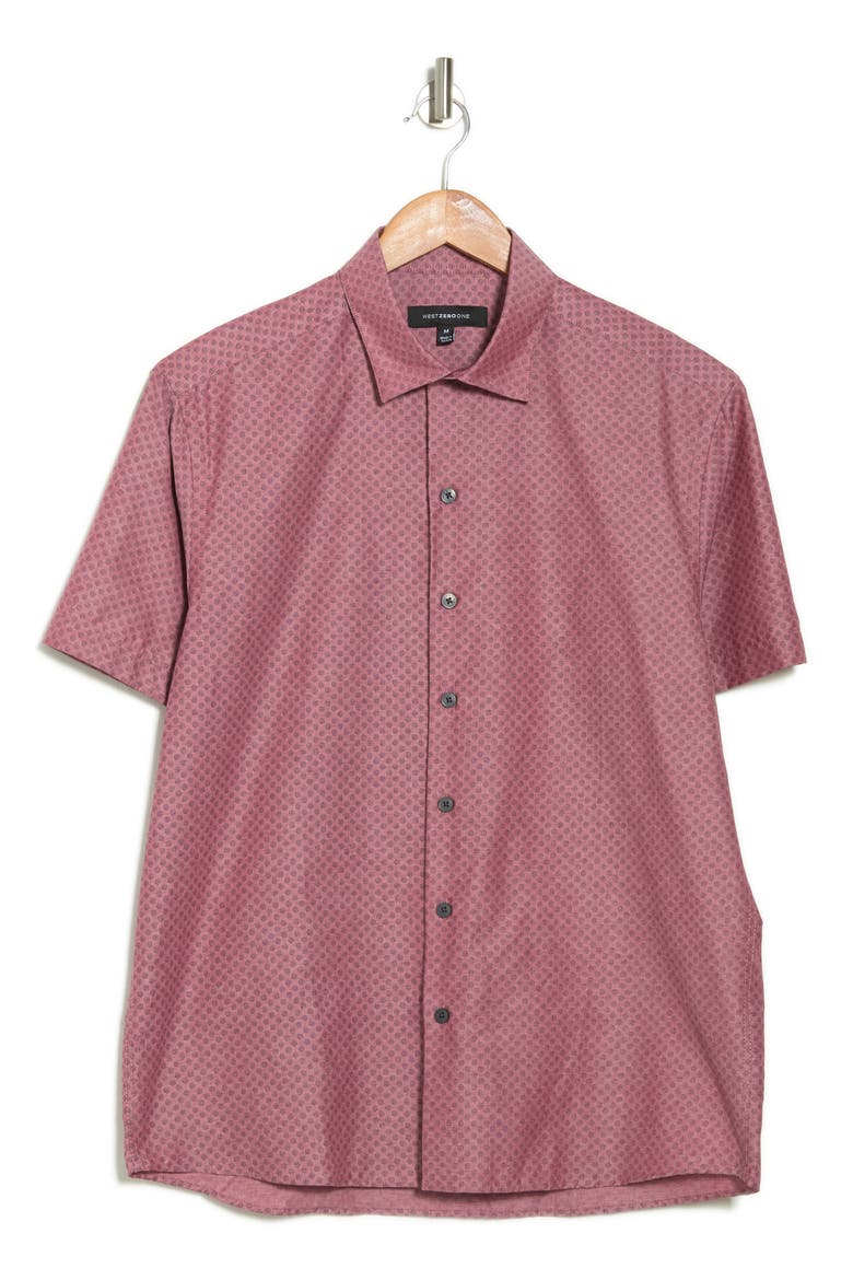 Chronos Short Sleeve Woven Sport Shirt, Alternate, color, CORAL