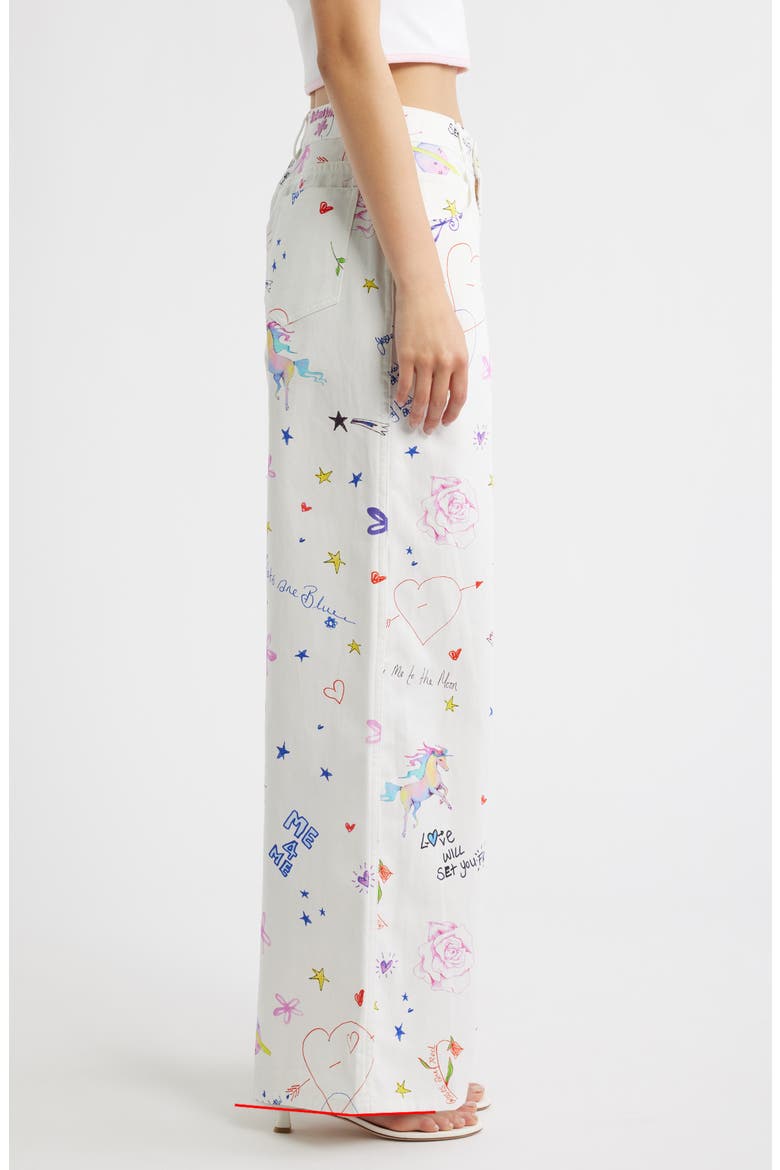 Printed Straight Leg Jeans, Alternate, color, DEAR DIARY