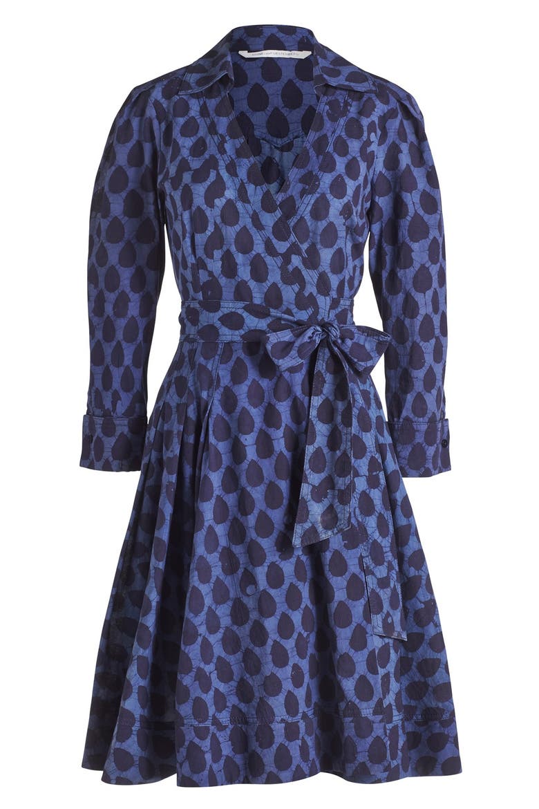 Piece & Co. and Diane von Furstenberg 'Jadrian' Cotton Wrap Dress (Nordstrom Exclusive), Alternate, color, PIECE BATIK BLUE