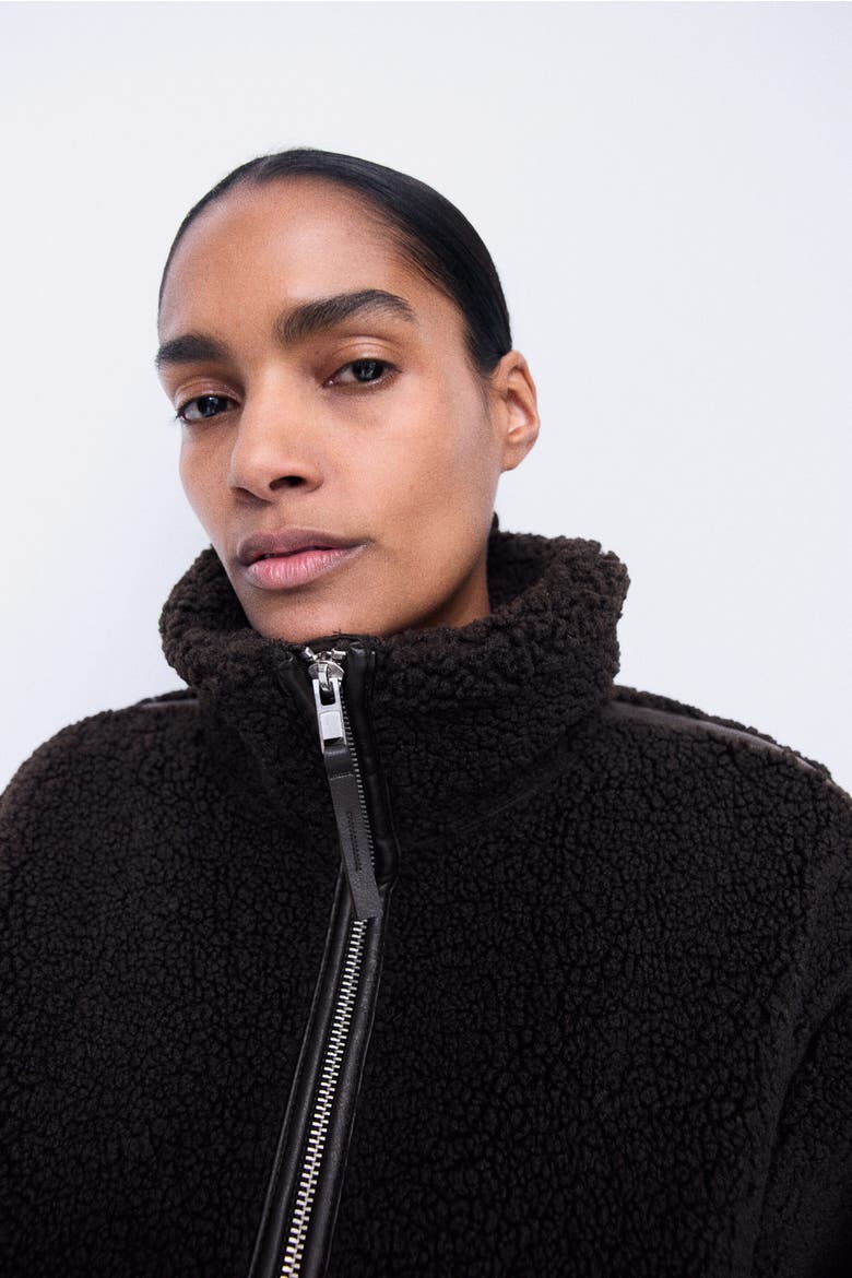 Mama Teddy Fleece Jacket, Alternate, color, Dark brown