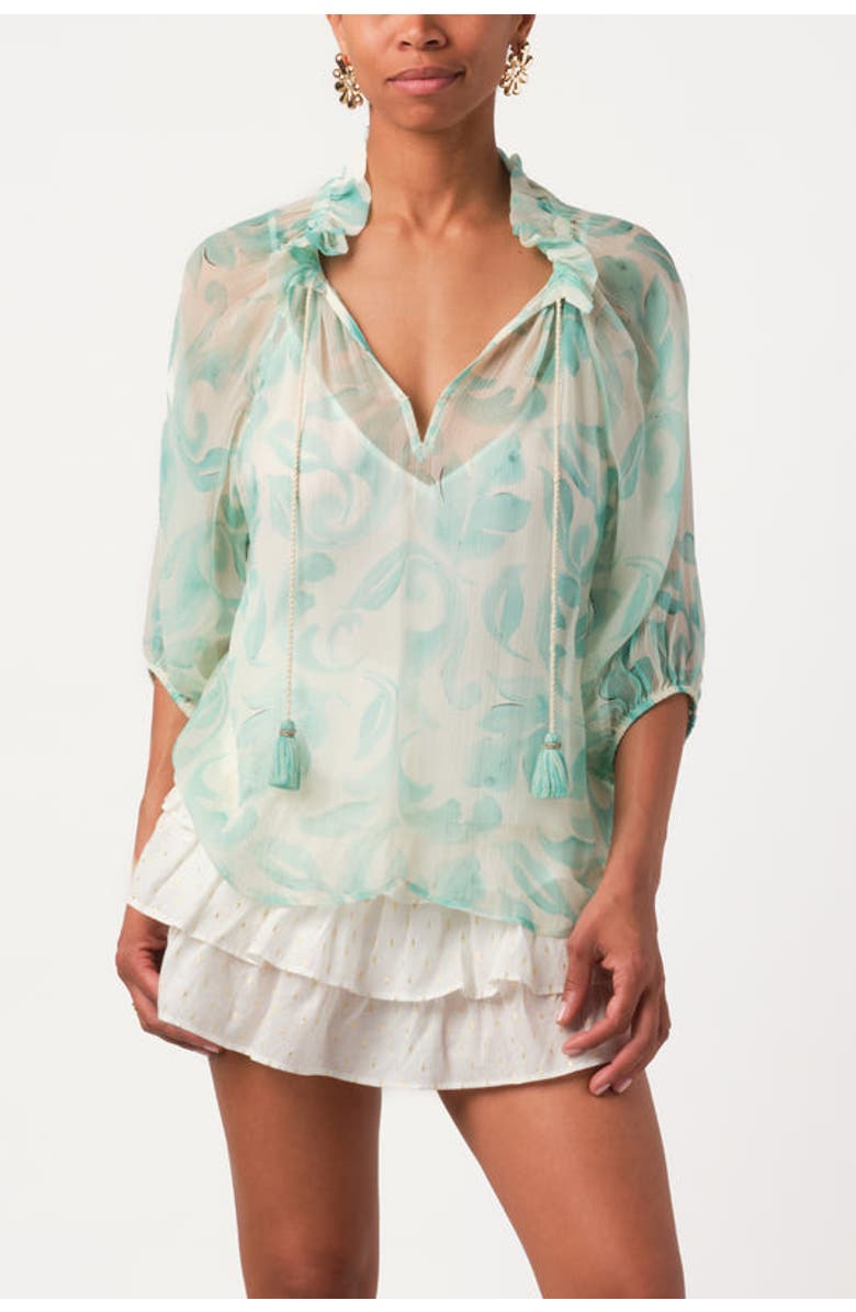 Calypso St. Barth Harper Top, Main, color, Bright Floral Turquoise