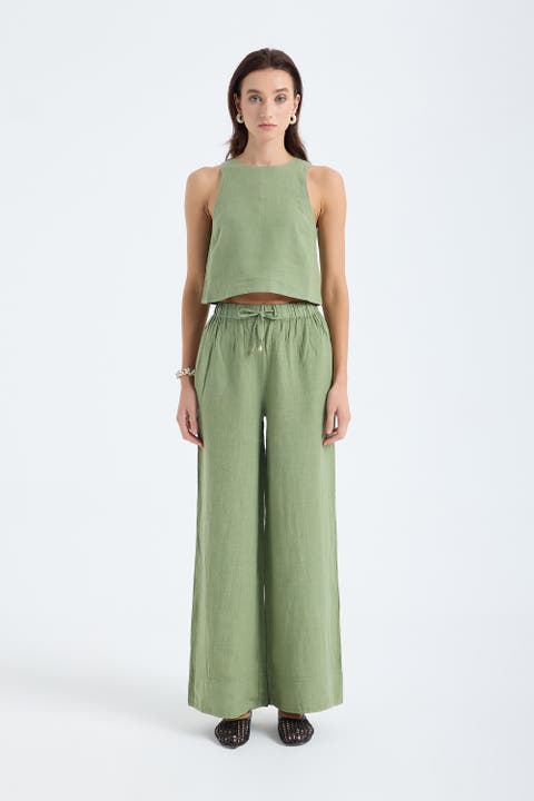 Ciel 100% Linen Wide-Leg Pants