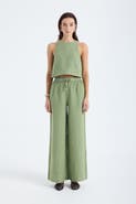 Monlicia Ciel 100% Linen High-Waist Wide-Leg Pants