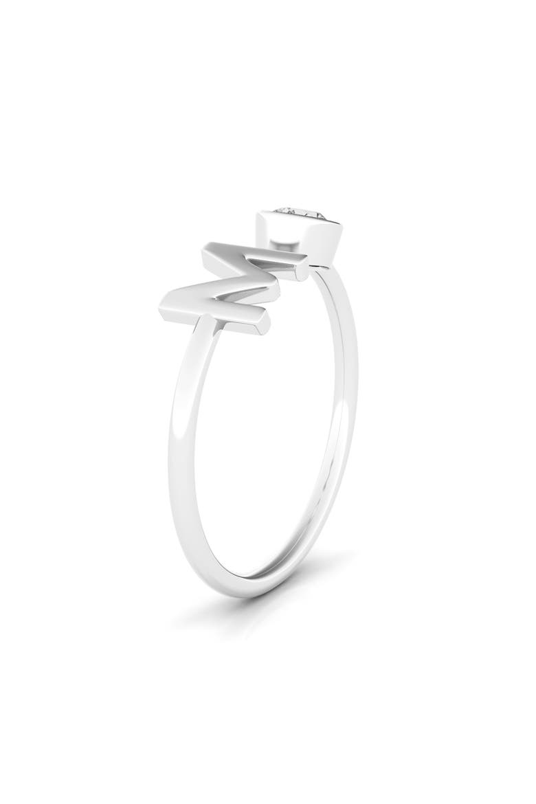 Lab Grown Diamond Letter Ring, Alternate, color, 18K WHITE GOLD - M
