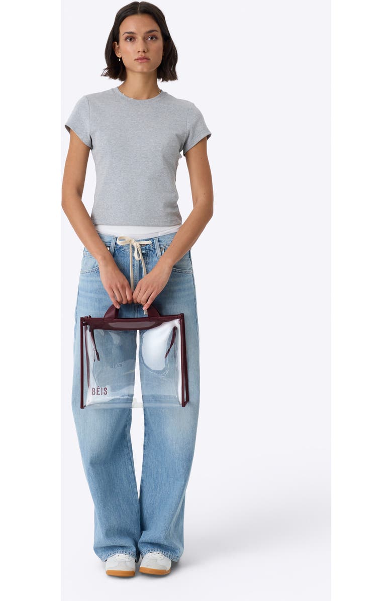 Béis The Clear Stadium Tote, Alternate, color, Burgundy