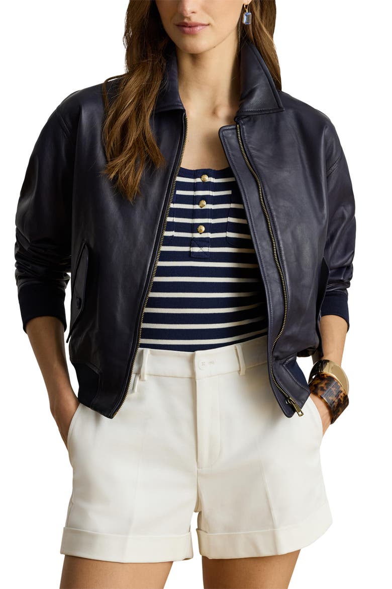 Ralph Lauren Leather Bomber Jacket Lサイズ Modern Leather Bomber Jacket (Women) | Nordstrom