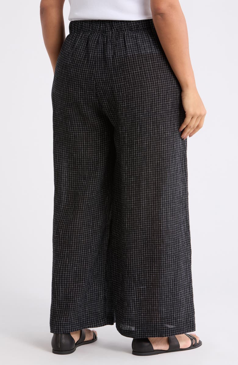Eileen Fisher Windowpane Check Wide Leg Ankle Pants, Alternate, color, Black White