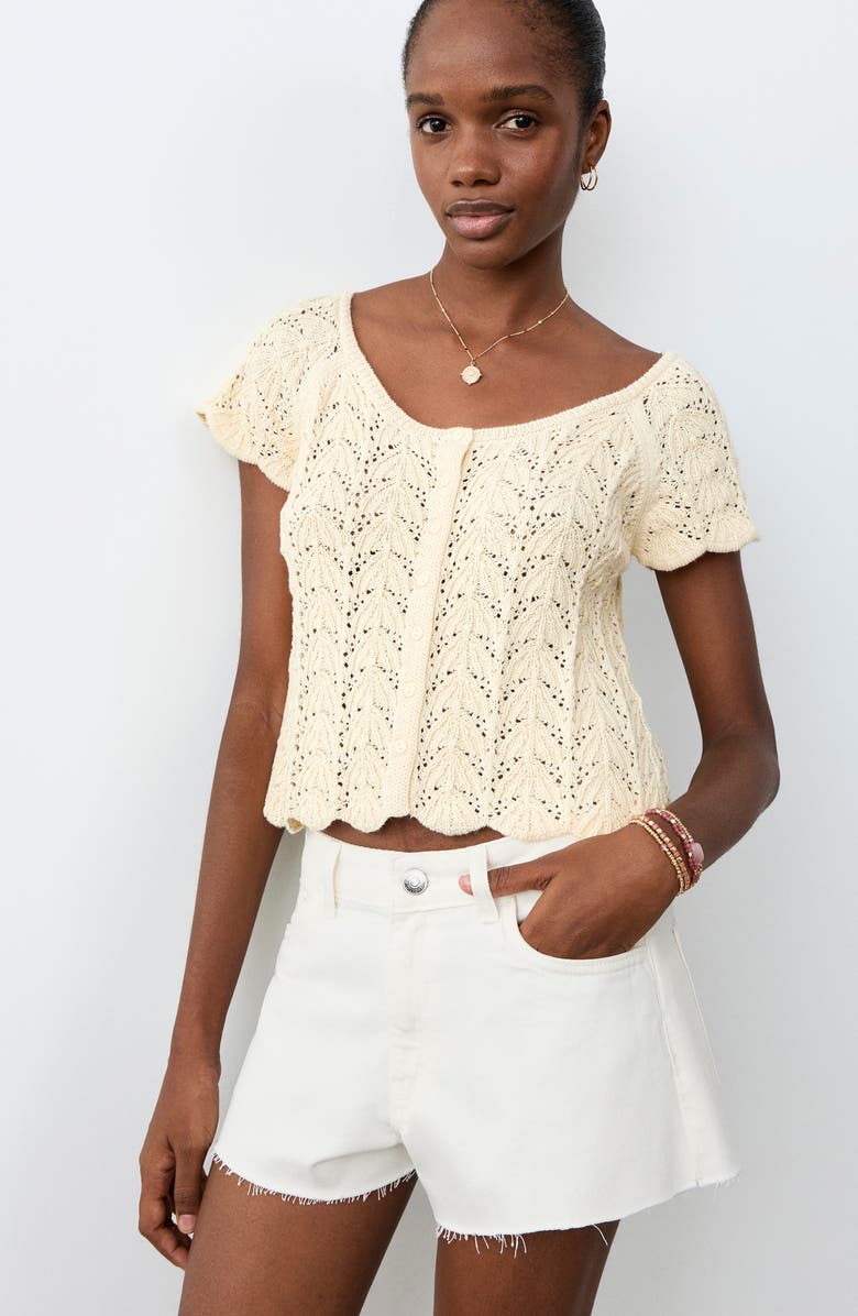 MANGO TEEN Raw Hem Low Rise Denim Shorts, Alternate, color, 