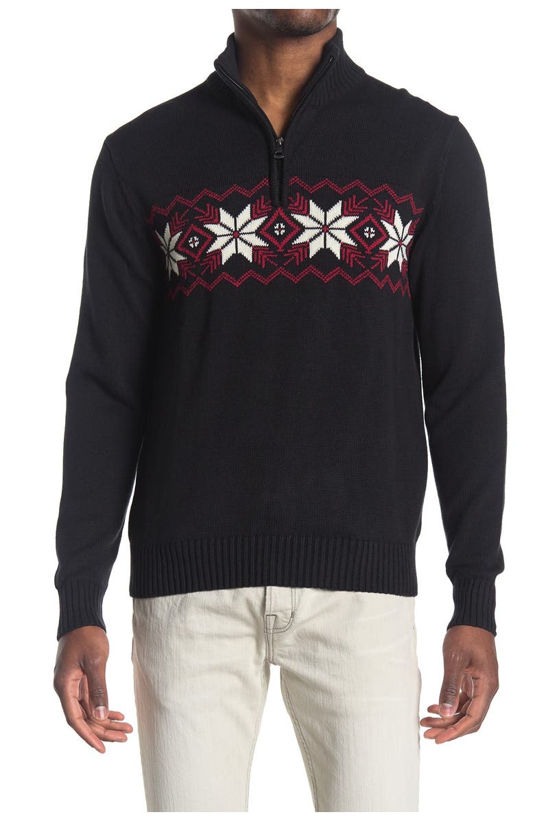 Weatherproof<sup>®</sup> Snowflake Print 1/4 Zip Sweater, Main, color, 
