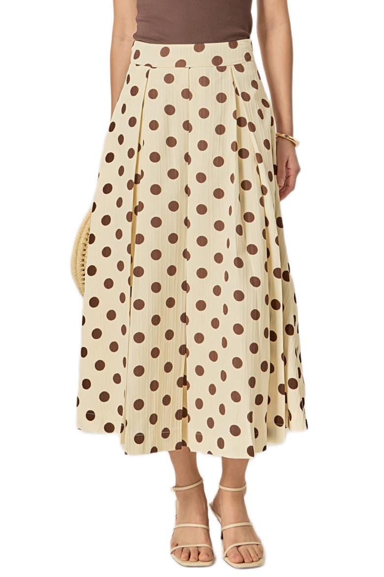 Polka Dot A-Line Midi Skirt, Main, color, CREAM