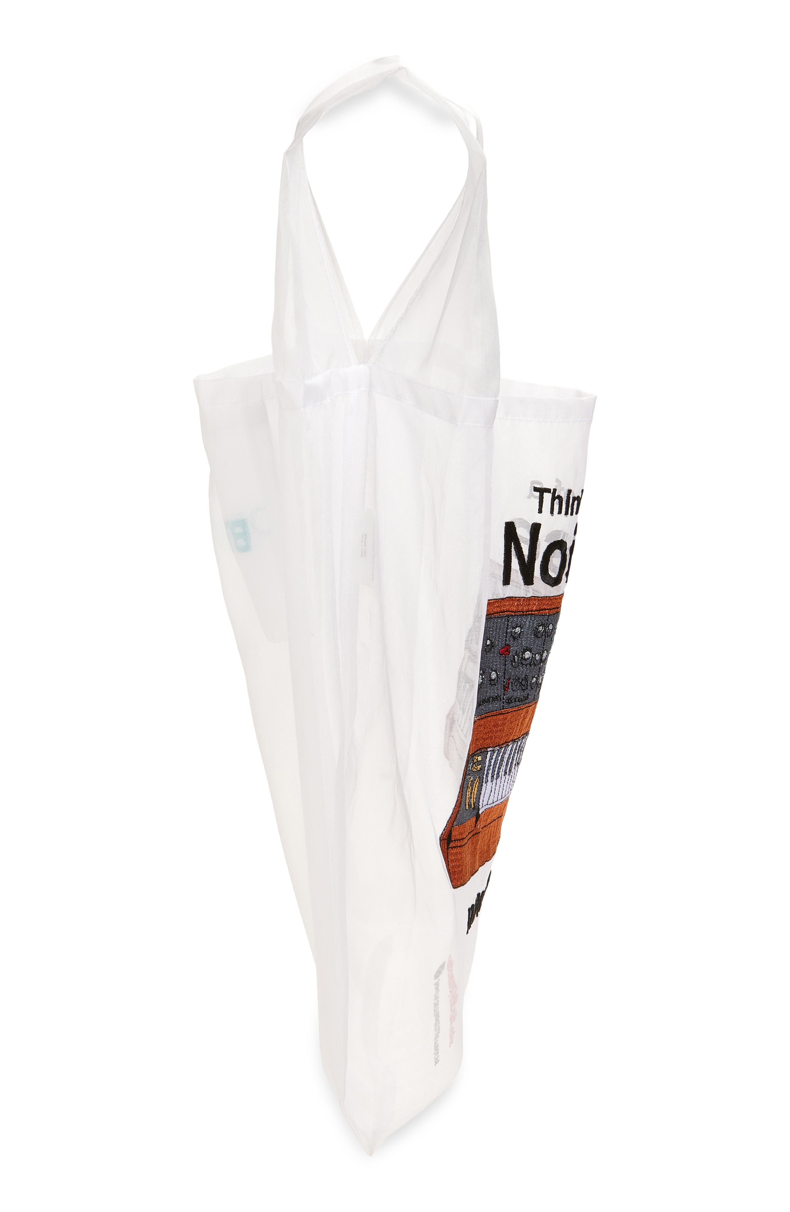 Undercover Embroidered Noise North/South Tote, Alternate, color, Off White