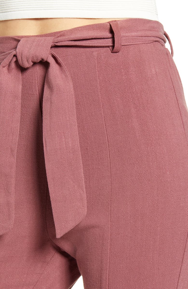 June & Hudson Belted High Waist Crop Pants, Alternate, color,