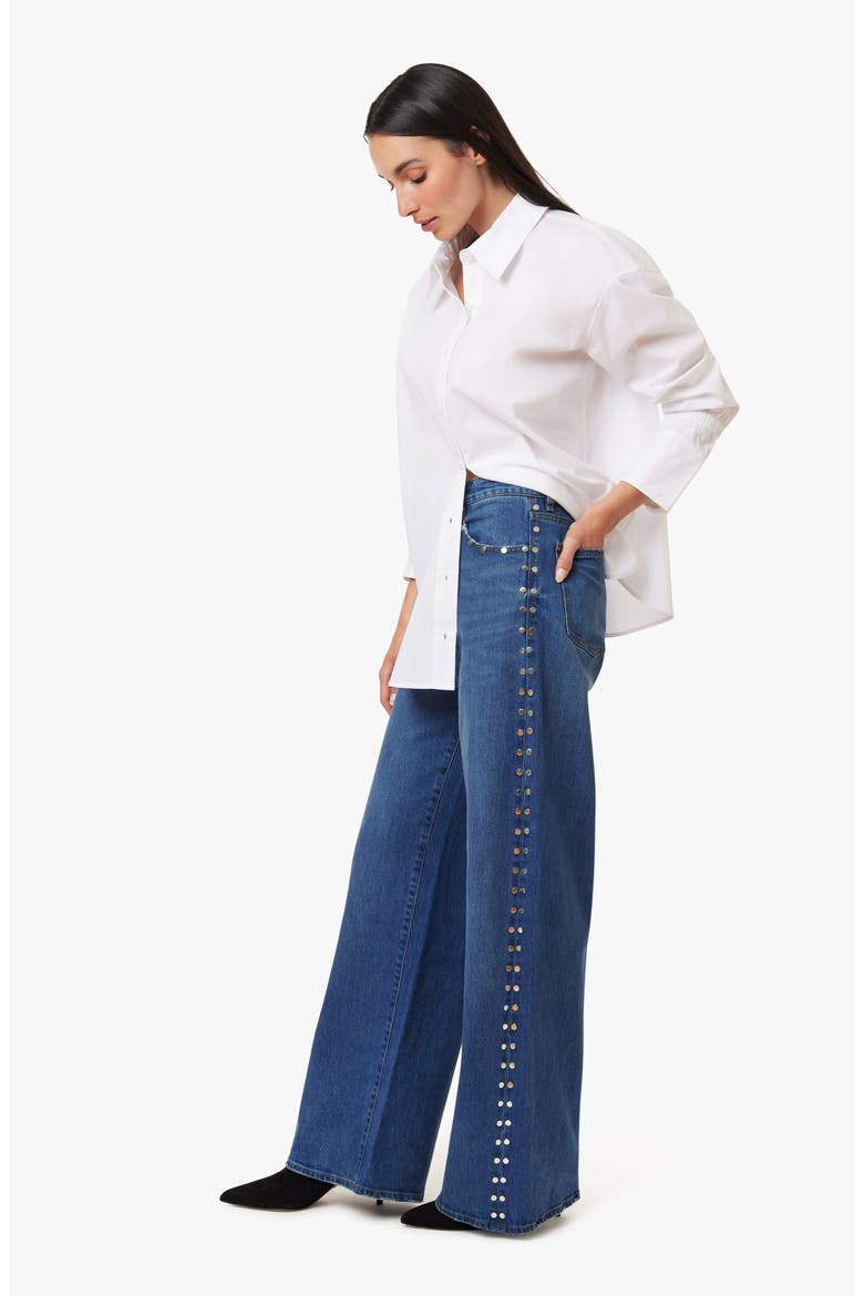 Gemma Studded Wide Leg Jeans, Alternate, color, BAY