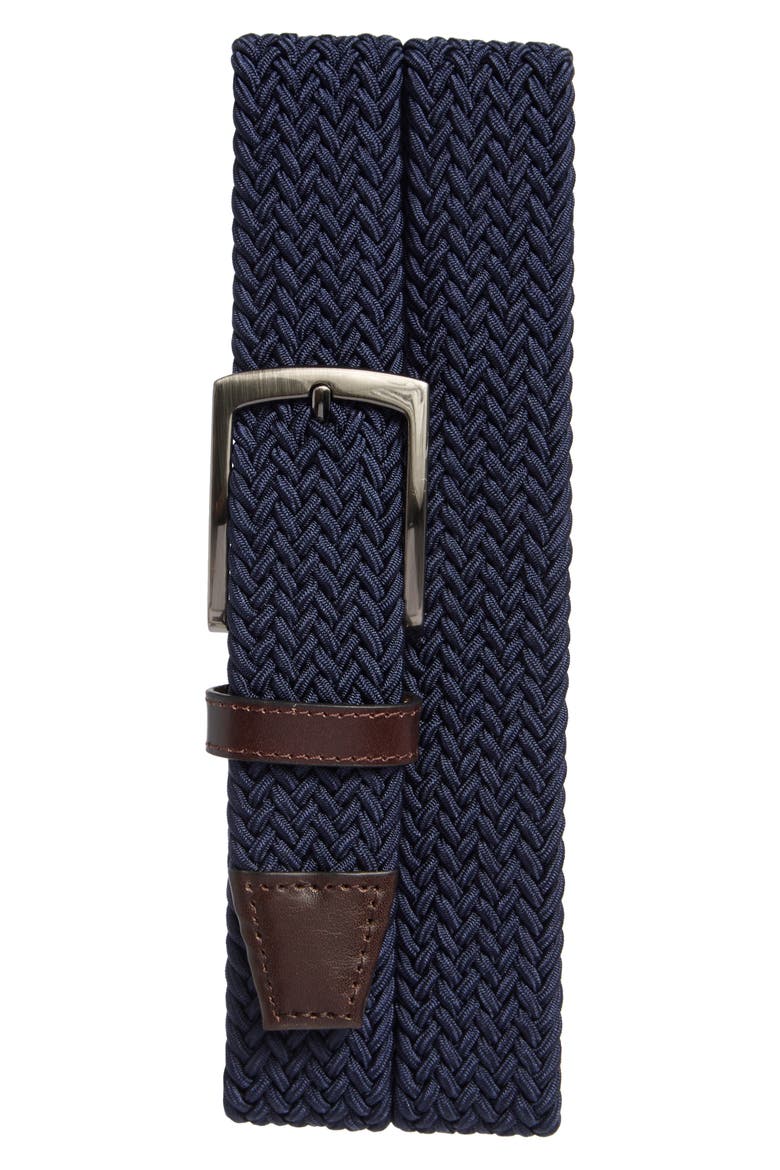 Stretch Braided Belt, Main, color, NAVY KNIT