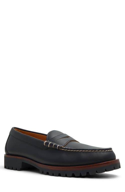 Brooks Brothers Bleecker Lug Sole Penny Loafer In Open Black