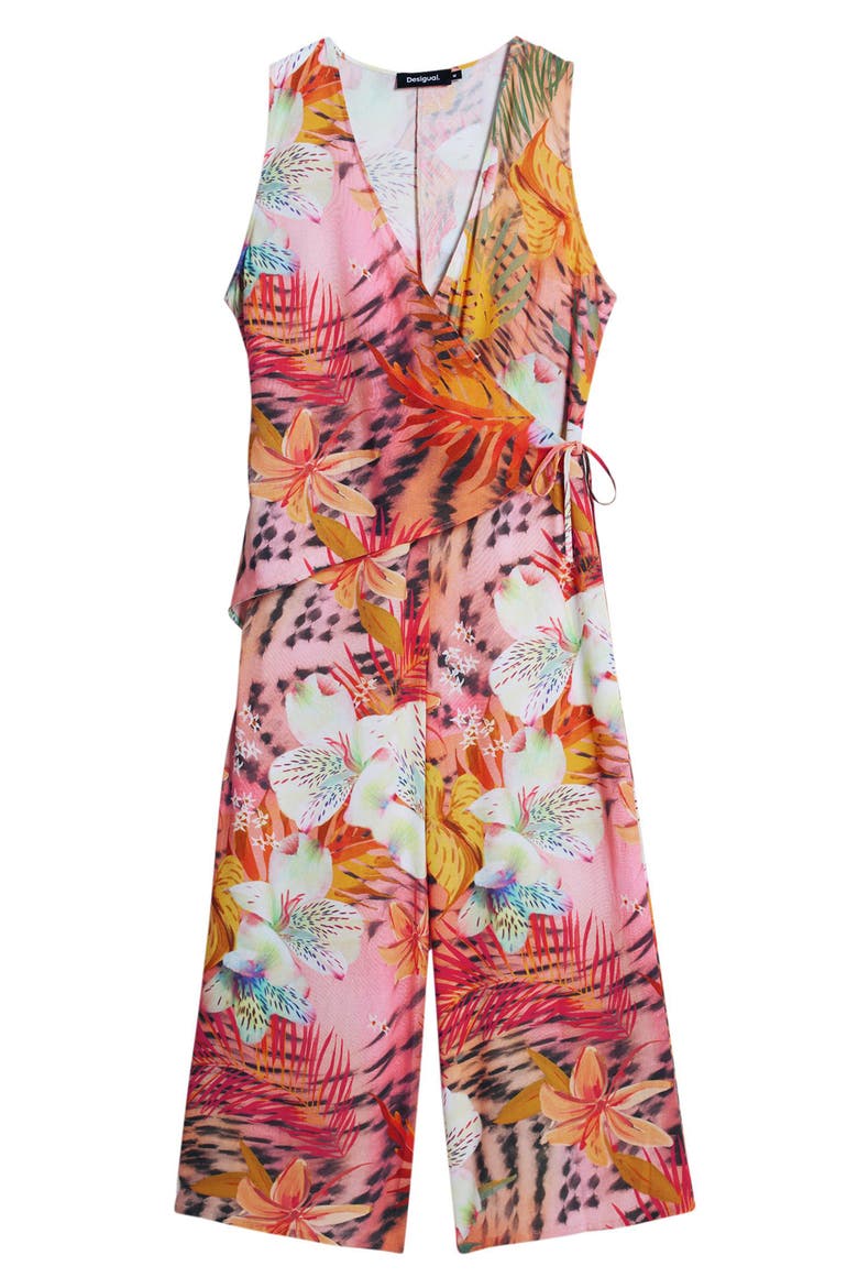 Tropical Print Wide Leg Jumpsuit, Alternate, color, PINK
