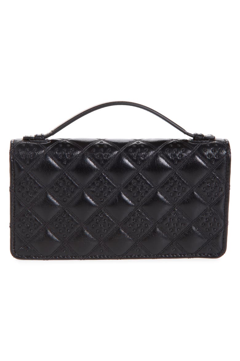 Flutterby Quilted Leather Wallet on a Chain, Alternate, color, BLACK