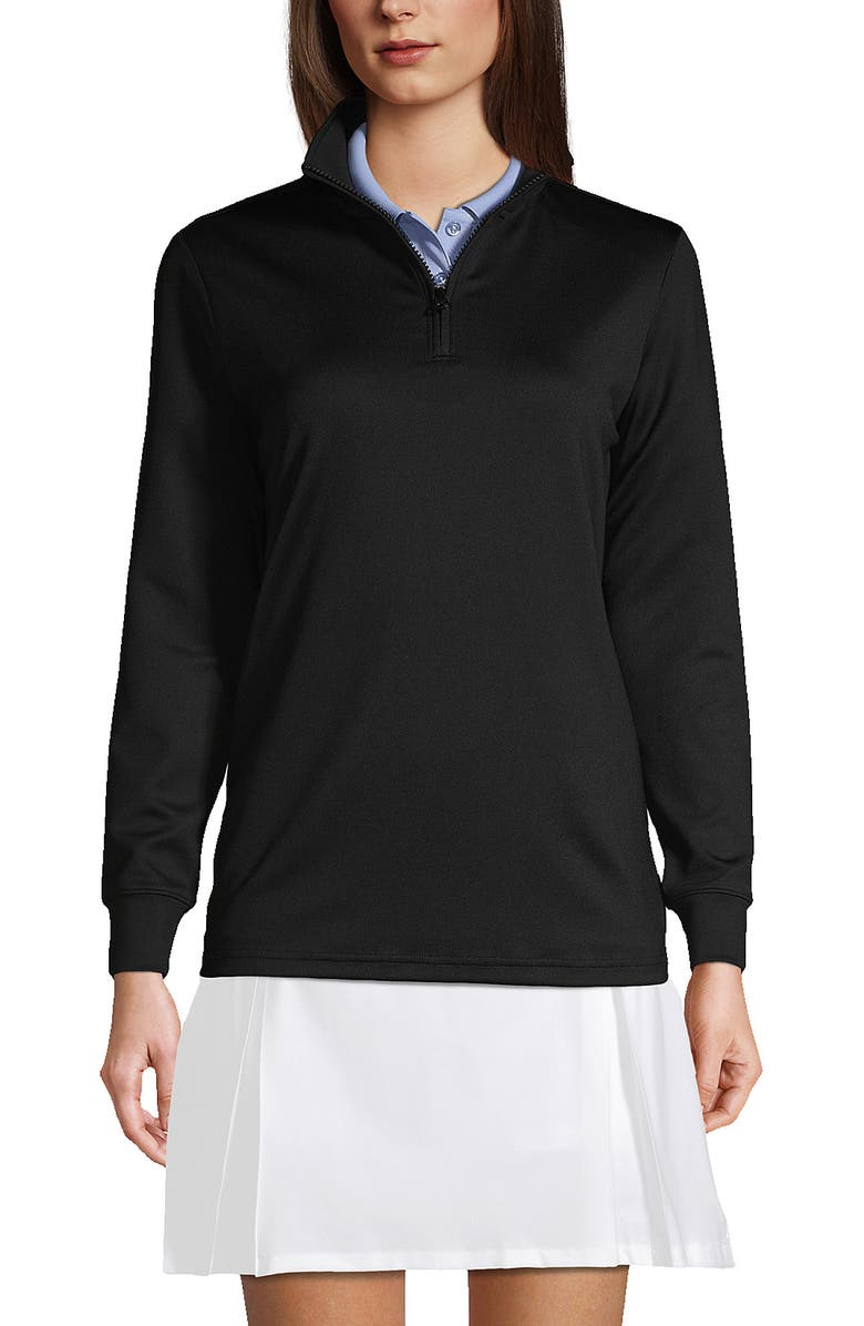 Lands' End School Uniform Quarter Zip Pullover, Main, color, Black