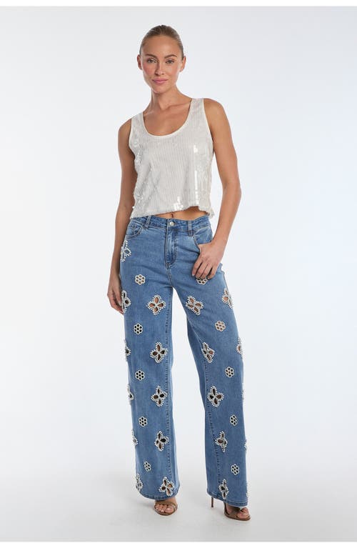 The Noli Shop Kaia Pearl High Rise Jean In Blue