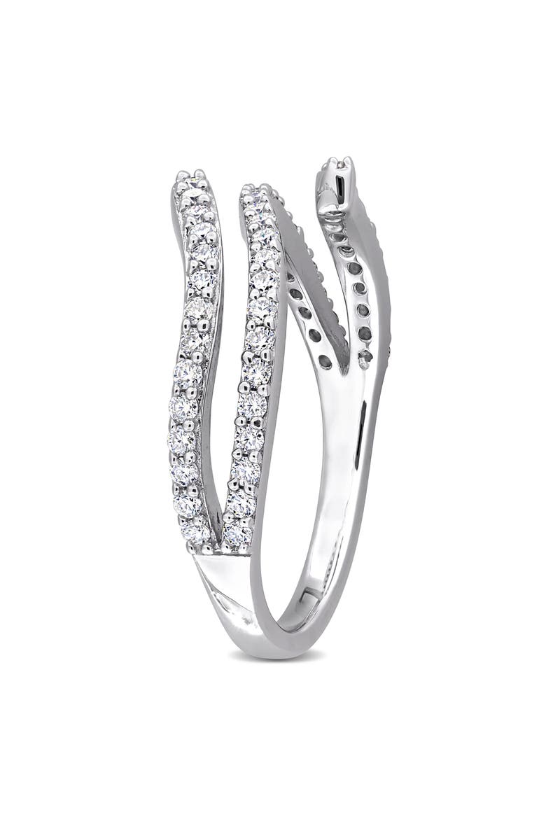 Lab-Created Moissanite Abstract Band Ring, Alternate, color, WHITE