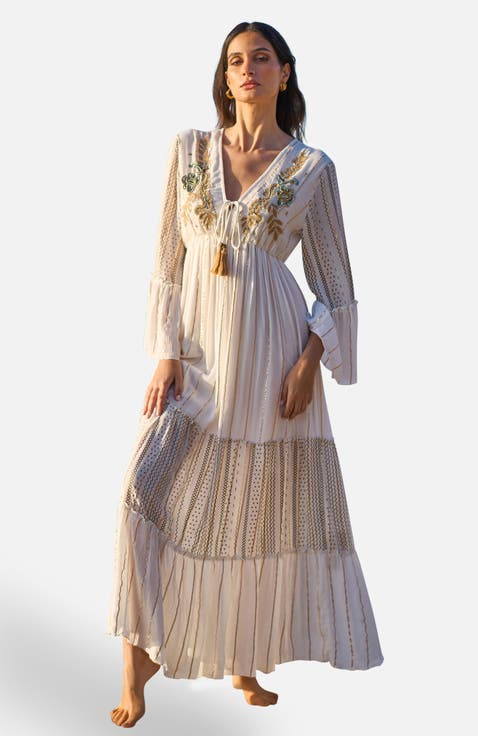 Metallic Embellished Maxi Dress