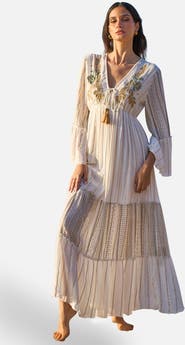 Yumi Metallic Embellished Maxi Dress