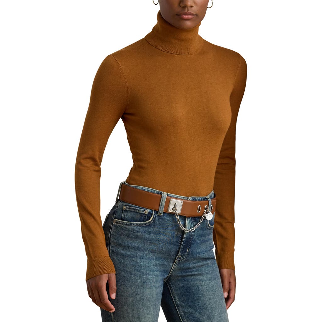 Ralph Lauren Lauren Slim Turtleneck Sweater In Brown