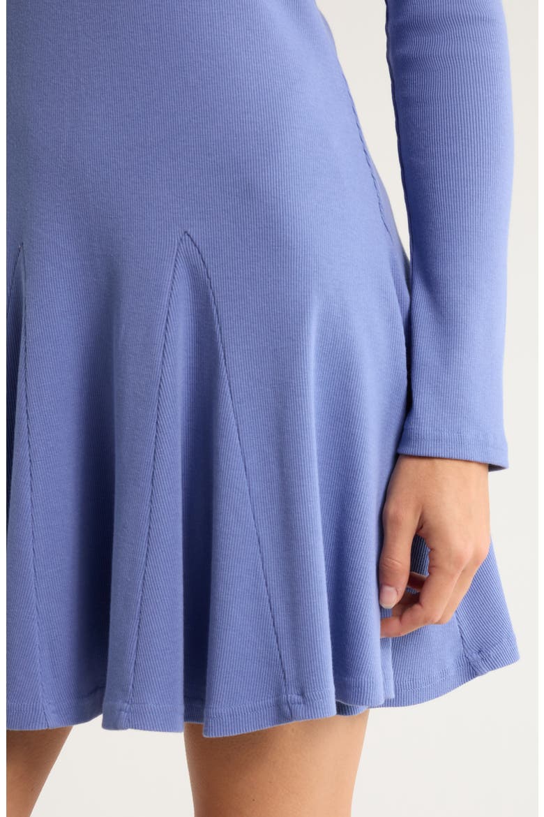 Long Sleeve Fit & Flare Minidress, Alternate, color, BLUE DENIM