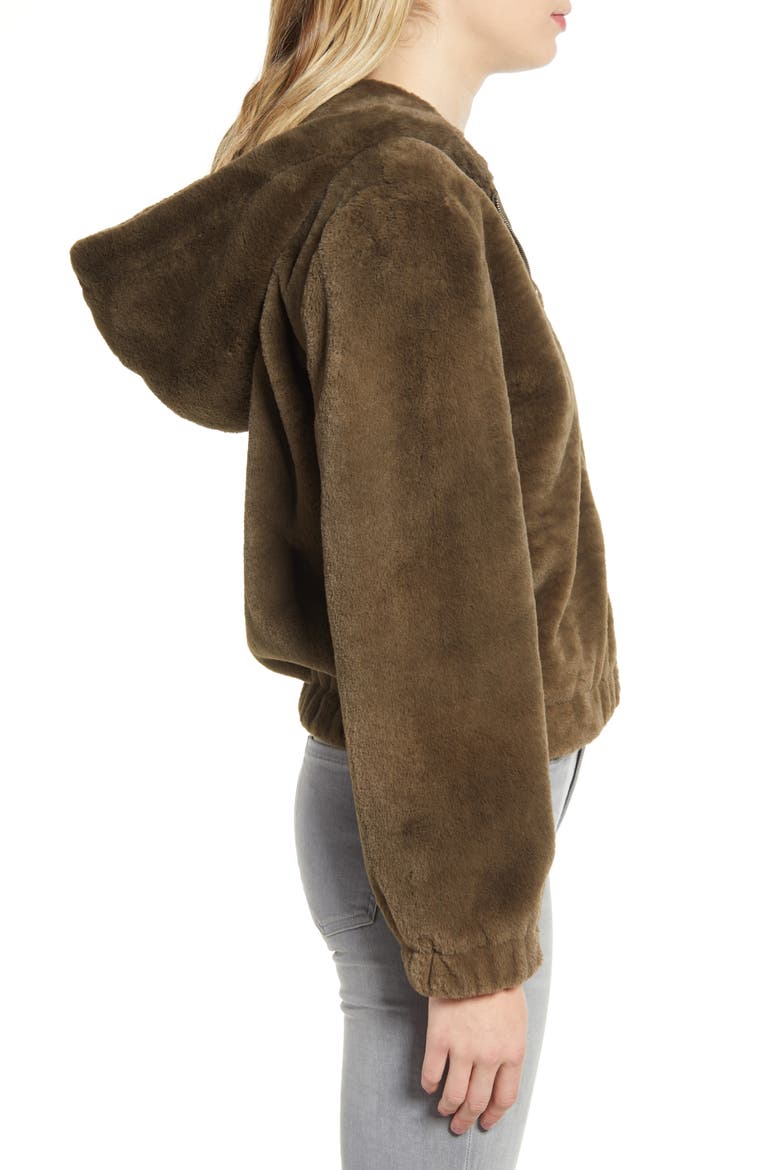 Breda Faux Fur Hooded Jacket, Alternate, color, ARMY