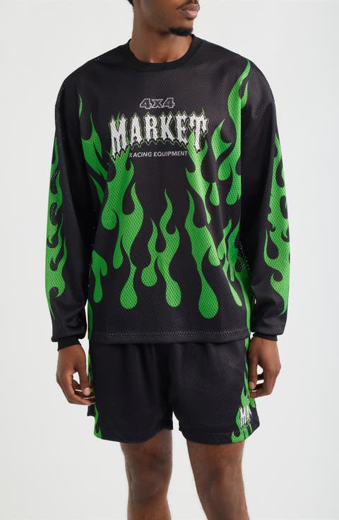 Toxic Flames Long Sleeve Mesh T-Shirt