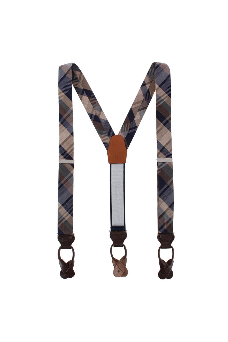Rolando Stately Plaid Wool Blend Business Button End Suspenders, Alternate, color, Multiple